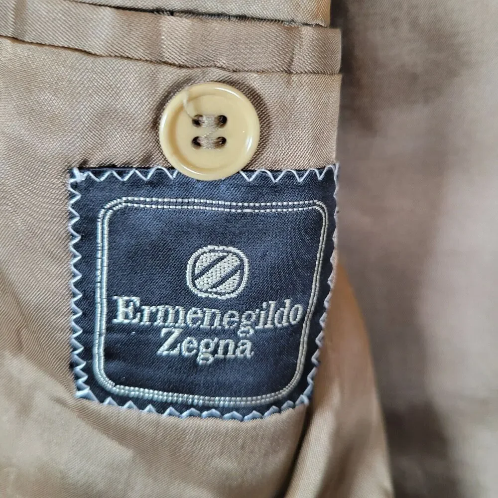 Ermengildo Zegna Mens Button Pocket Wool Blazer Size 42 Brown Career Sports Coat